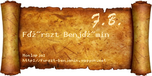 Fürszt Benjámin névjegykártya
